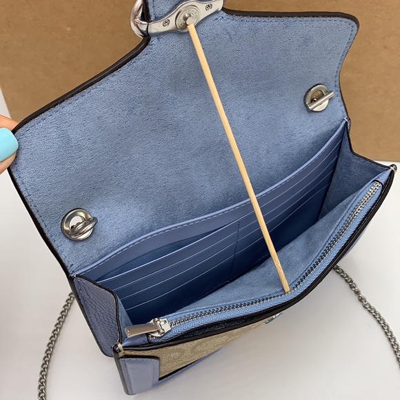 COACH Georgie Crossbody In Signature Canvas LIGHT KHAKI/MARBLE BLUE - Picture 10 of 14